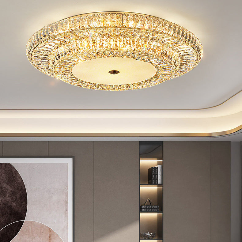Modern Luxury Crystal Metal Round Multilayer 18/24 Light Flush Mount Ceiling Light for Living Room