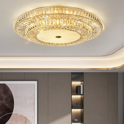 Modern Luxury Crystal Metal Round Multilayer 18/24 Light Flush Mount Ceiling Light for Living Room