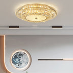 Modern Luxury Crystal Metal Round Multilayer 18/24 Light Flush Mount Ceiling Light for Living Room