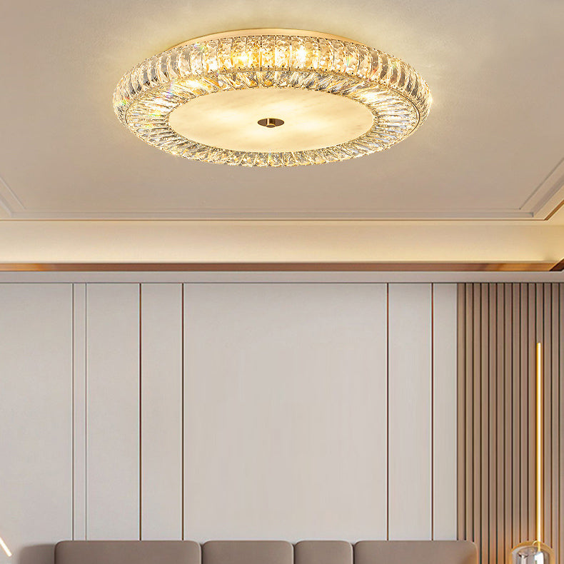 Modern Luxury Crystal Metal Round Multilayer 18/24 Light Flush Mount Ceiling Light for Living Room