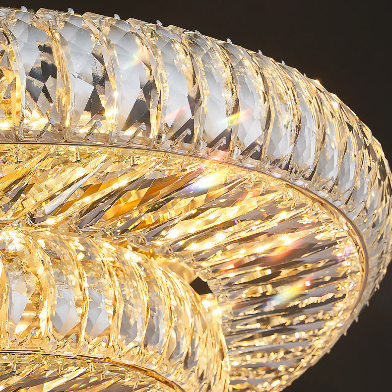 Modern Luxury Crystal Metal Round Multilayer 18/24 Light Flush Mount Ceiling Light for Living Room