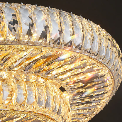 Modern Luxury Crystal Metal Round Multilayer 18/24 Light Flush Mount Ceiling Light for Living Room