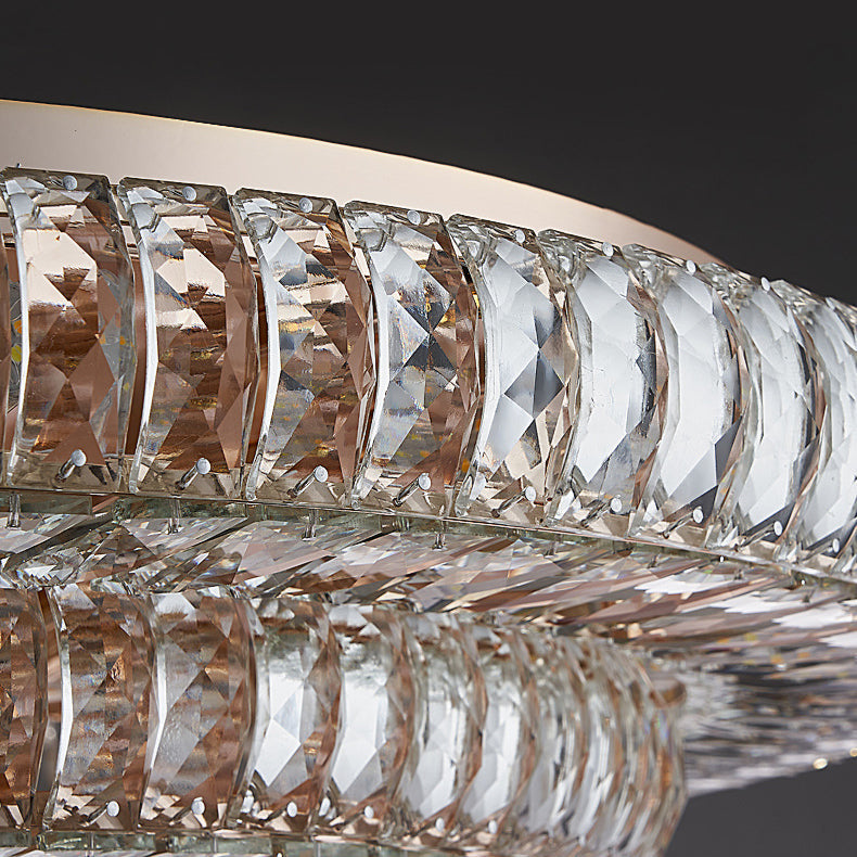Modern Luxury Crystal Metal Round Multilayer 18/24 Light Flush Mount Ceiling Light for Living Room