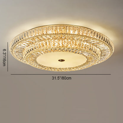 Modern Luxury Crystal Metal Round Multilayer 18/24 Light Flush Mount Ceiling Light for Living Room