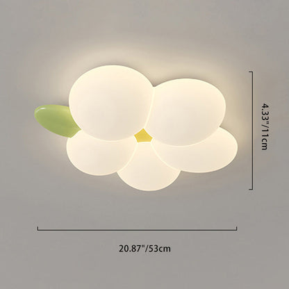 Contemporary Nordic Kids Rabbit Flower Iron Pe LED Flush Mount Ceiling Light for Bedroom