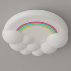 Modern Simplicity Kids Round Cloud Falling Star Rainbow Iron PE LED Flush Mount Ceiling Light For Bedroom