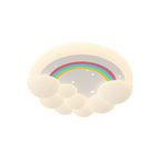 Modern Simplicity Kids Round Cloud Falling Star Rainbow Iron PE LED Flush Mount Ceiling Light For Bedroom