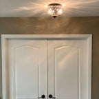 Modern Art Deco Iron Glass Round Ripple 2-Light Semi-Flush Mount Ceiling Light For Living Room