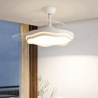 Contemporary Nordic Iron Acrylic Pc Round Wave LED Semi-flush Mount Ceiling Fan Light for Living Room