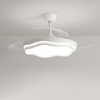 Contemporary Nordic Iron Acrylic Pc Round Wave LED Semi-flush Mount Ceiling Fan Light for Living Room