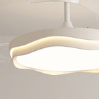 Contemporary Nordic Iron Acrylic Pc Round Wave LED Semi-flush Mount Ceiling Fan Light for Living Room