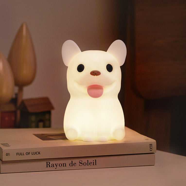 Lumendat Contemporary Creative Kids Rechargeable Bulldog Silica PC ABS LED Table Lamp Night Light For Bedside Lumendat