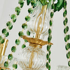 Traditional French Copper Crystal Glass Column Pendants Candlestick 3/6/8 Light Chandeliers for Living Room BulbSquare