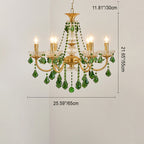 Traditional French Copper Crystal Glass Column Pendants Candlestick 3/6/8 Light Chandeliers for Living Room BulbSquare