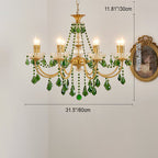 Traditional French Copper Crystal Glass Column Pendants Candlestick 3/6/8 Light Chandeliers for Living Room BulbSquare