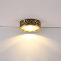 Traditional Chinese Brass Aluminum Round Horse LED Downlight Flush Mount Ceiling Light For Living Room