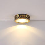Traditional Chinese Brass Aluminum Round Horse LED Downlight Flush Mount Ceiling Light For Living Room