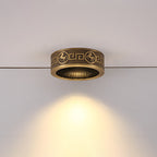 Traditional Chinese Brass Aluminum Round Horse LED Downlight Flush Mount Ceiling Light For Living Room