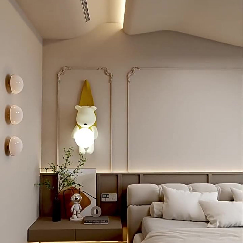 Lumendat Contemporary Creative Kids Hanging Bear Resin PMMA 1-Light Wall Sconce Lamp For Bedroom Lumendat