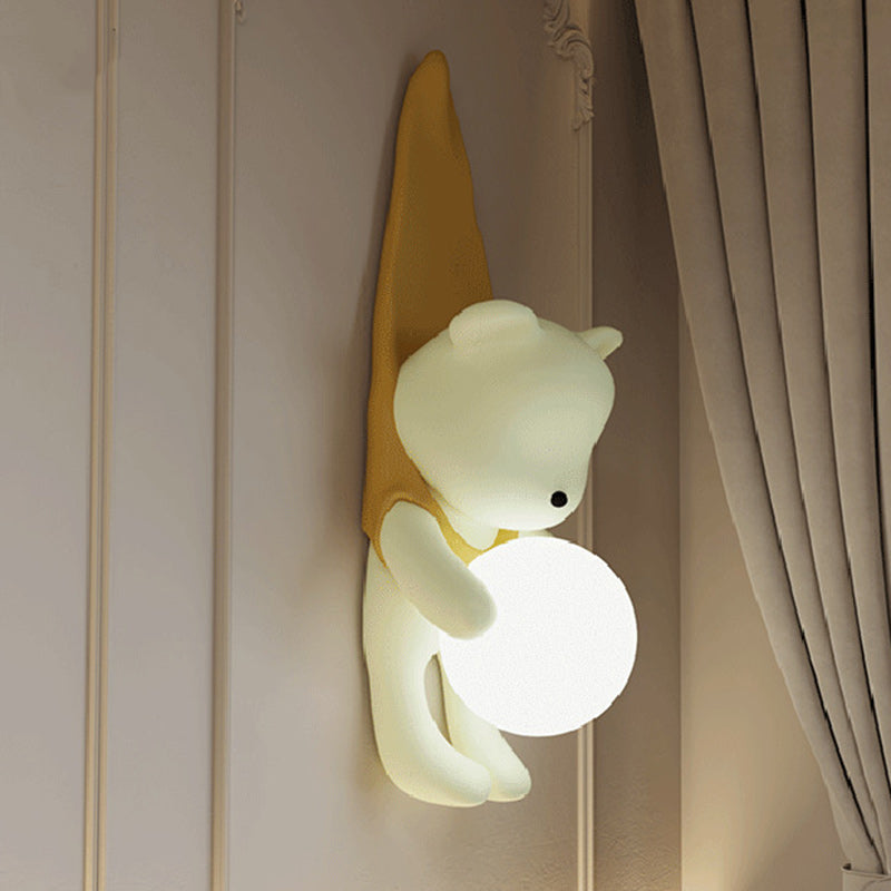 Lumendat Contemporary Creative Kids Hanging Bear Resin PMMA 1-Light Wall Sconce Lamp For Bedroom Lumendat