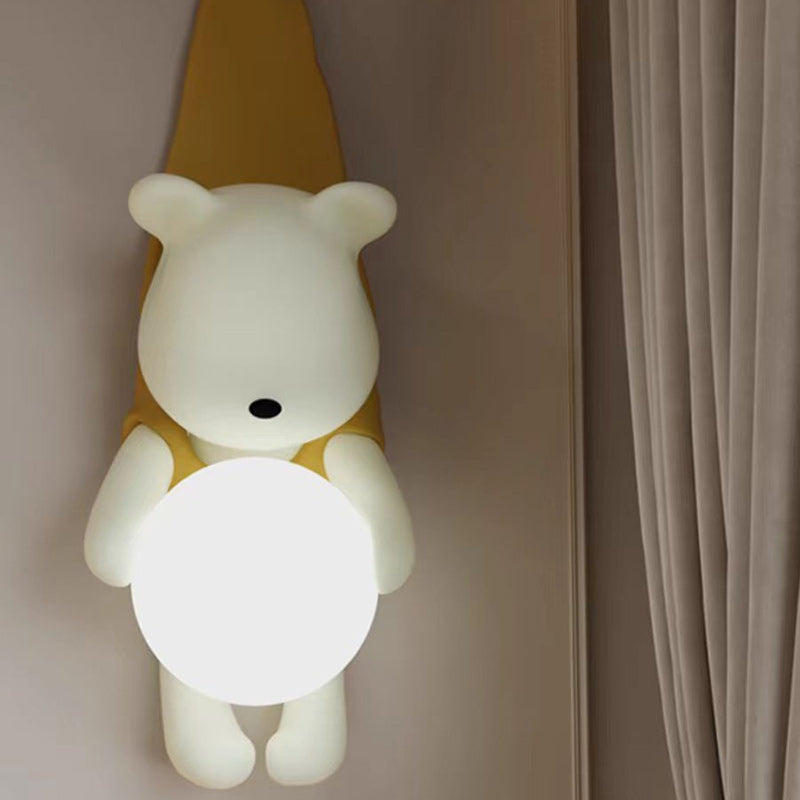 Lumendat Contemporary Creative Kids Hanging Bear Resin PMMA 1-Light Wall Sconce Lamp For Bedroom Lumendat