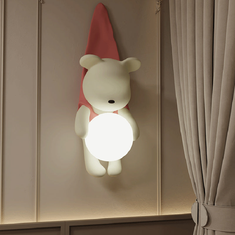 Lumendat Contemporary Creative Kids Hanging Bear Resin PMMA 1-Light Wall Sconce Lamp For Bedroom Lumendat