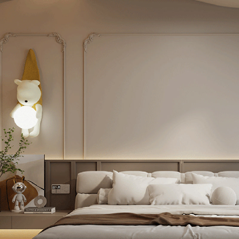 Lumendat Contemporary Creative Kids Hanging Bear Resin PMMA 1-Light Wall Sconce Lamp For Bedroom Lumendat