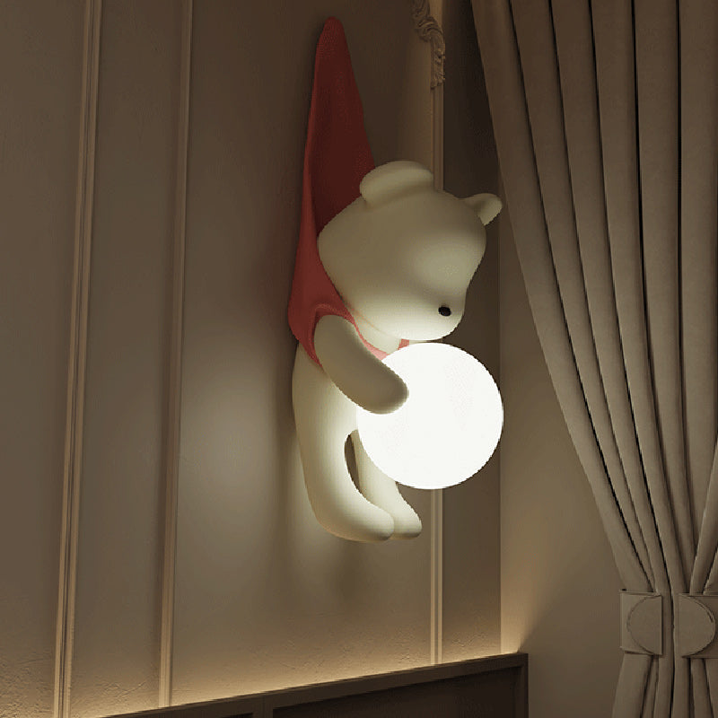 Lumendat Contemporary Creative Kids Hanging Bear Resin PMMA 1-Light Wall Sconce Lamp For Bedroom Lumendat