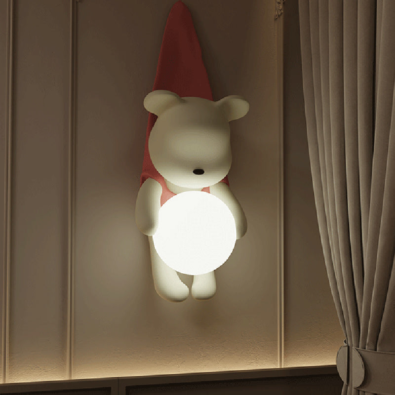 Lumendat Contemporary Creative Kids Hanging Bear Resin PMMA 1-Light Wall Sconce Lamp For Bedroom Lumendat