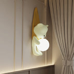 Lumendat Contemporary Creative Kids Hanging Bear Resin PMMA 1-Light Wall Sconce Lamp For Bedroom Lumendat