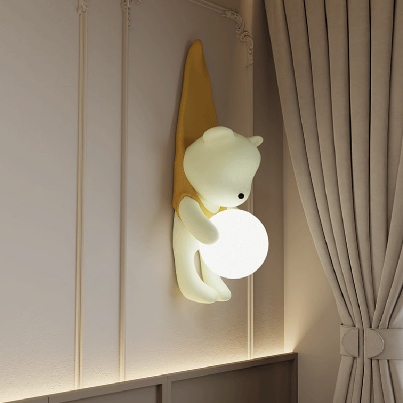 Lumendat Contemporary Creative Kids Hanging Bear Resin PMMA 1-Light Wall Sconce Lamp For Bedroom Lumendat