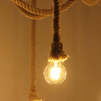 Contemporary Industrial Hemp Rope Iron Spider 10-light Semi-flush Mount Ceiling Light for Dining Room