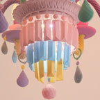 Modern Art Deco Kids Candle Colorful Stainless Steel Glass 5/6/8 Light Chandeliers for Bedroom BulbSquare