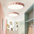 Contemporary Scandinavian Iron Wood Acrylic Round Star LED Flush Mount Ceiling Light For Bedroom