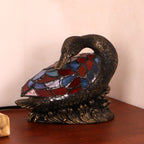 Traditional Tiffany Glass Resin Hand-Carved Duck Decoration 1-Light Table Lamp Night Light For Bedside Lumendat
