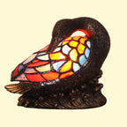 Traditional Tiffany Glass Resin Hand-Carved Duck Decoration 1-Light Table Lamp Night Light For Bedside Lumendat