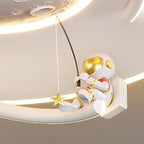 Lumendat Contemporary Creative Kids Round Moon Astronaut Iron Acrylic Resin LED Flush Mount Ceiling Light For Bedroom Lumendat