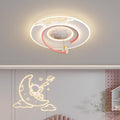 Lumendat Contemporary Creative Kids Round Moon Astronaut Iron Acrylic Resin LED Flush Mount Ceiling Light For Bedroom Lumendat
