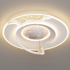 Lumendat Contemporary Creative Kids Round Moon Astronaut Iron Acrylic Resin LED Flush Mount Ceiling Light For Bedroom Lumendat