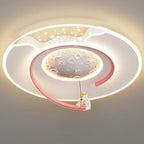 Lumendat Contemporary Creative Kids Round Moon Astronaut Iron Acrylic Resin LED Flush Mount Ceiling Light For Bedroom Lumendat