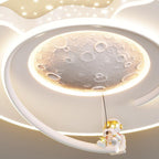 Lumendat Contemporary Creative Kids Round Moon Astronaut Iron Acrylic Resin LED Flush Mount Ceiling Light For Bedroom Lumendat