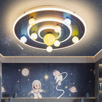 Contemporary Creative Kids Round Space Planet Iron LED Flush Mount Ceiling Light for Bedroom BulbSquare