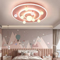 Contemporary Creative Kids Round Space Planet Iron LED Flush Mount Ceiling Light for Bedroom BulbSquare