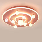 Contemporary Creative Kids Round Space Planet Iron LED Flush Mount Ceiling Light for Bedroom BulbSquare