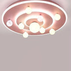 Contemporary Creative Kids Round Space Planet Iron LED Flush Mount Ceiling Light for Bedroom BulbSquare