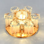 Modern Luxury Crystal Round Flower LED Flush Mount Ceiling Light For Hallway
