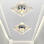 Modern Luxury Crystal Round Flower LED Flush Mount Ceiling Light For Hallway
