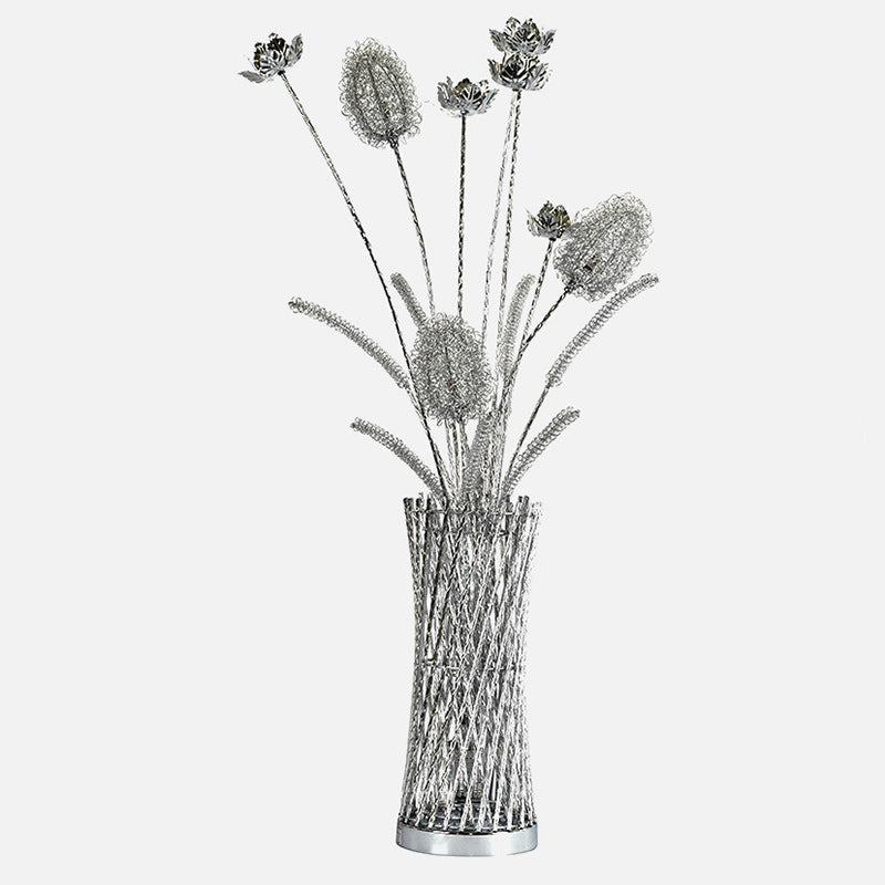 Modern Art Deco Aluminum Wire Weaving Vase LED Standing Floor Lamp For Living Room Lumendat