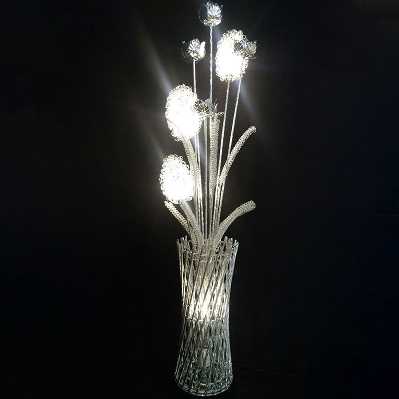 Modern Art Deco Aluminum Wire Weaving Vase LED Standing Floor Lamp For Living Room Lumendat