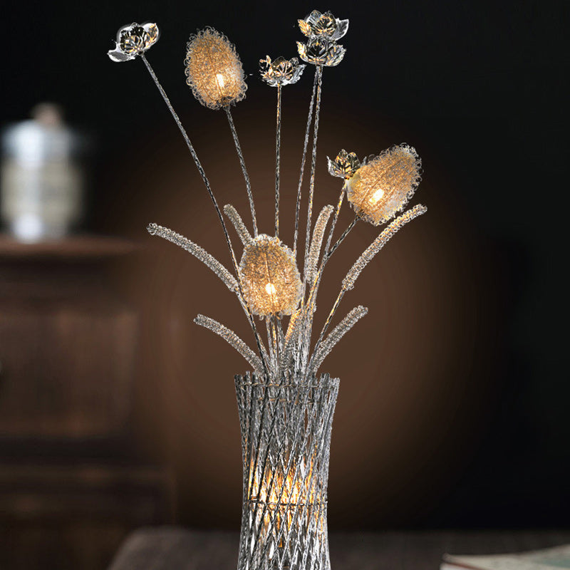 Modern Art Deco Aluminum Wire Weaving Vase LED Standing Floor Lamp For Living Room Lumendat